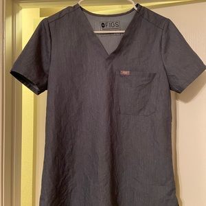 FIGS Catarina top heathered denim (rare color) S